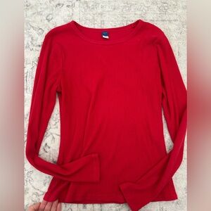 Old Navy Red Ribbed Long sleeve Tee